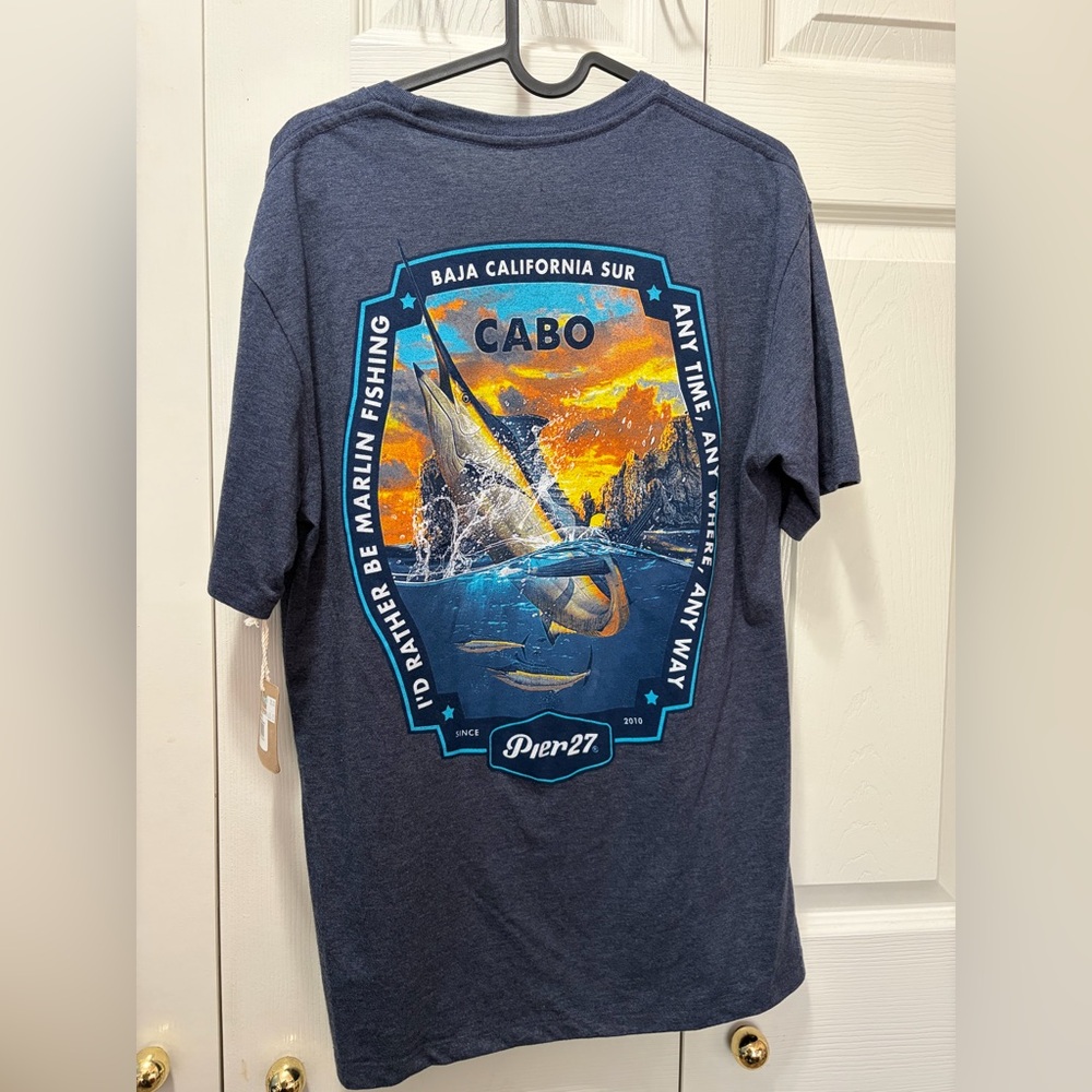 NWT Cabo blue fishing tee Size S